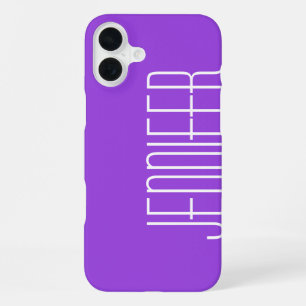 Colourful Purple, Personalised with Jumbo Name iPhone 16 Plus Case