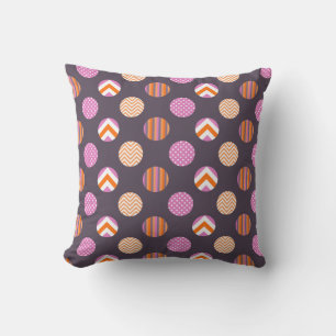 Colourful Purple, Pink & Orange Polka Dot Pattern Cushion