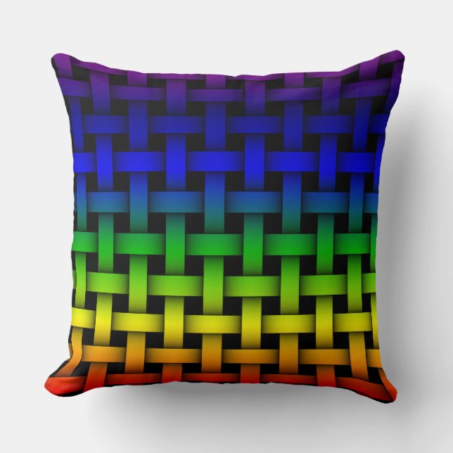 Colourful Purple Red Blue Yellow Green Rainbow Cushion (Front)