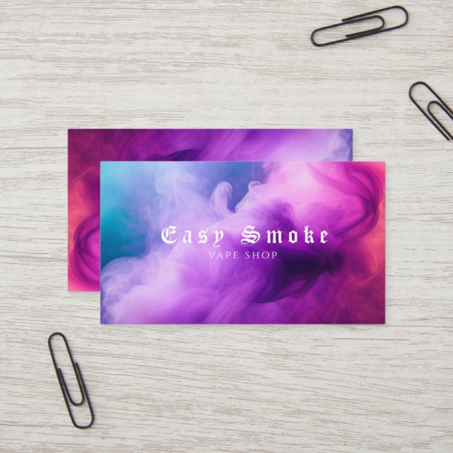 Colourful Purple Smoke Vape Shop Business Card (Front/Back In Situ)