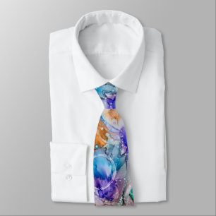 Colourful purple, teal, blue orange abstract Art  Tie