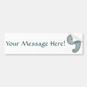 Colourful Purple Teal Floral Vintage Paisley White Bumper Sticker