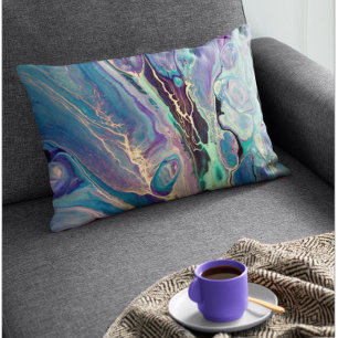 Colourful Purple Ultra Violet Bright Fluid Abstrac Lumbar Cushion