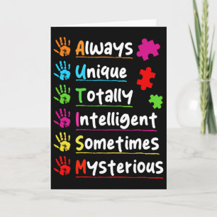 Colourful Puzzle Autism Awareness Totally Intellig Card