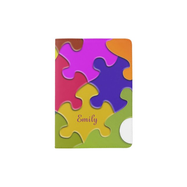 Colourful Puzzle Fun Novelty Passport Holder (Front)