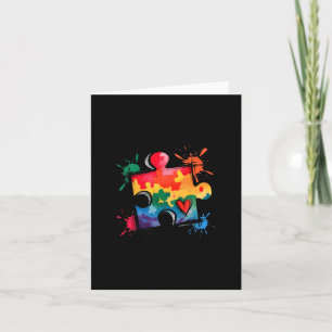 Colourful Puzzle Heart Autism Awareness Support Me Card