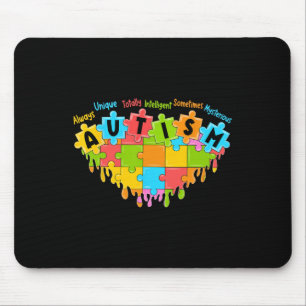 Colourful Puzzle Heart Love Retro Autism Awareness Mouse Mat