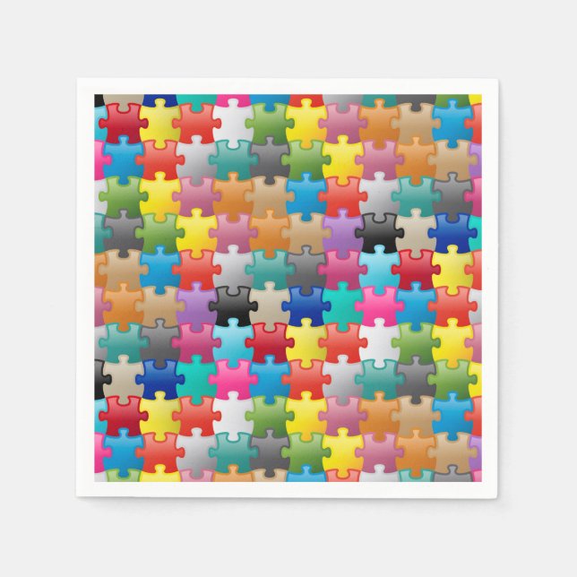 Colourful puzzle pattern napkin (Front)