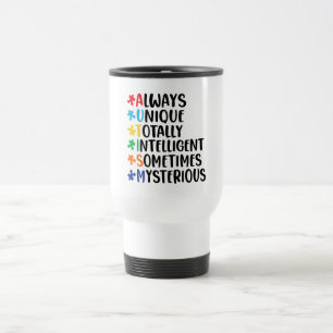 Colourful Puzzle Piece Autism Support Travel Mug