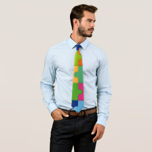 Colourful Puzzle Pieces For Autism Tie