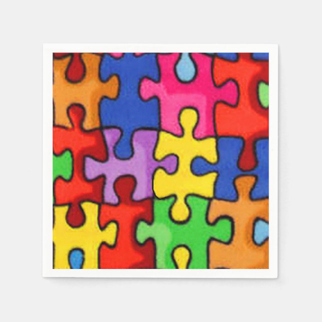 Colourful Puzzle Pieces  Napkin (Front)