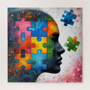 Colourful puzzle woman portrait