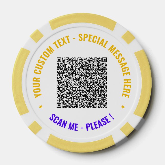 Colourful QR Code Custom Text and Colour Poker Chi Chips (Back)