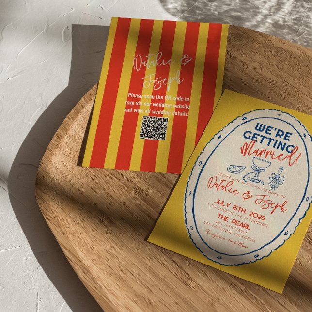 Colourful QR Code Illustrated Hand Drawn Wedding Invitation (Creator Uploaded)