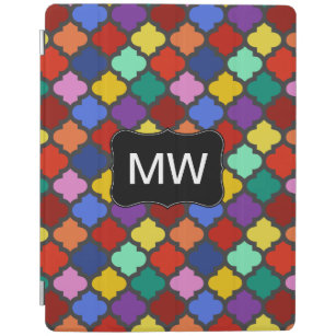 Colourful Quatrefoil Lattice Trellis Monogram iPad Smart Cover