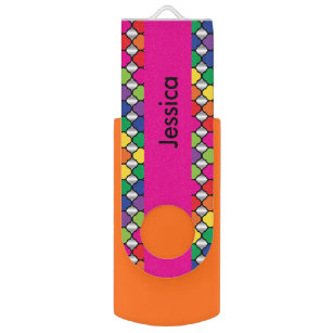 Colourful Quatrefoil Pattern   DIY Name USB Flash Drive