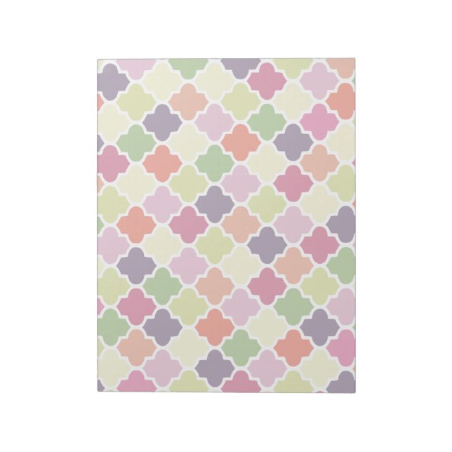 Colourful quatrefoil pattern notepad (Rotated)