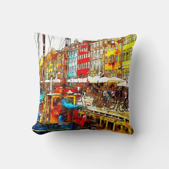 Colourful Quayside Cushion (Front)