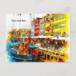 Colourful Quayside Postcard