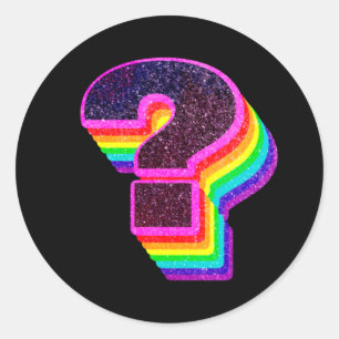 Colourful Question Mark?  Classic Round Sticker