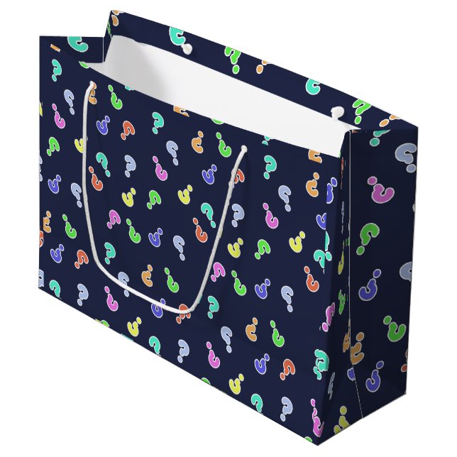 Colourful Question Mark Marks Gift Favour Paper Ba Large Gift Bag (Front Angled)