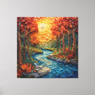 Colourful Quilling Art of Scenic Autumn Landscape Canvas Print