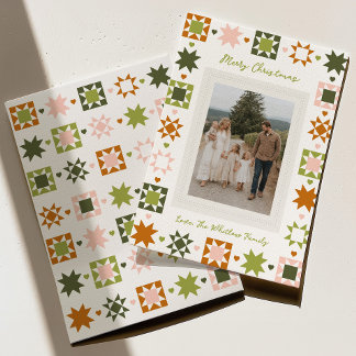 Colourful Quilt Family Christmas Card