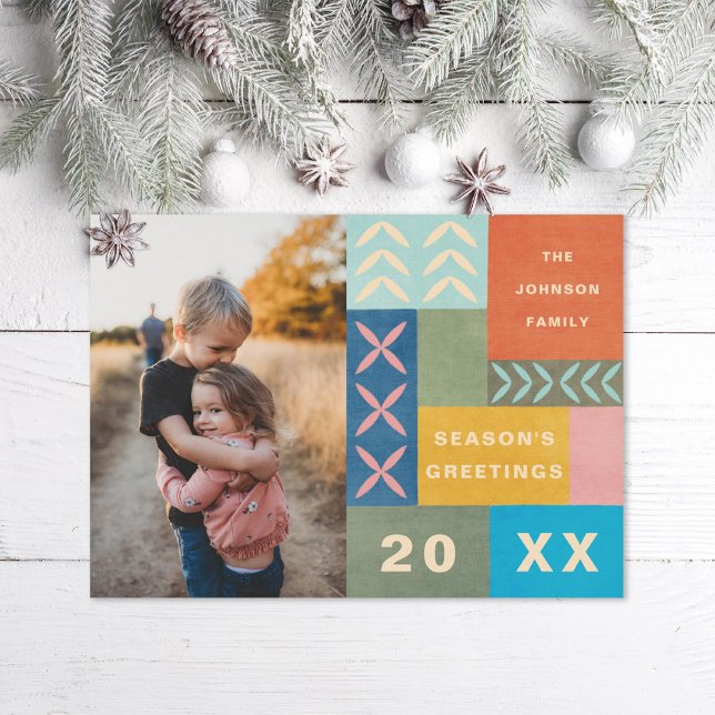 Colourful Quilt Holiday Photo Card (Creator Uploaded)