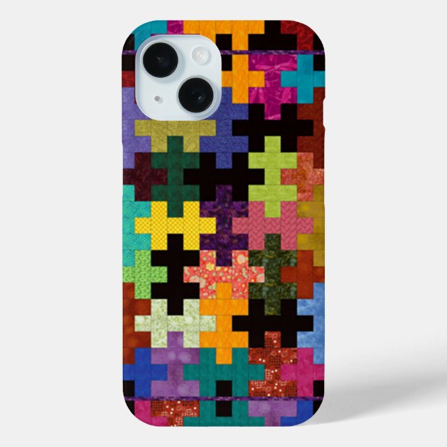 Colourful Quilt Pattern iPhone 15 Case (Back)