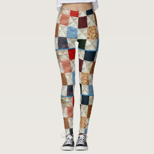 Colourful quilt pattern leggings