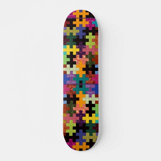 Colourful Quilt Pattern Skateboard (Front)