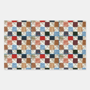 Colourful quilt squares pattern rectangular sticker