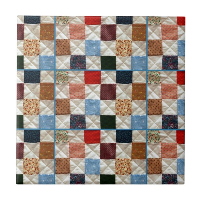 Colourful quilt squares pattern tile (Front)