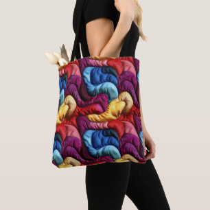 Colourful Quilted Fabric Pattern Tote Bag