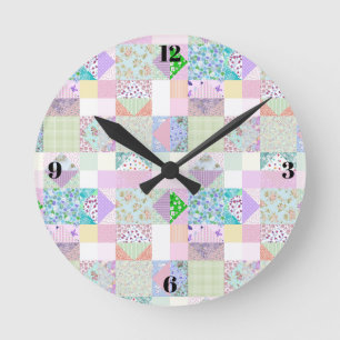 Colourful quilting clock sewing room decor
