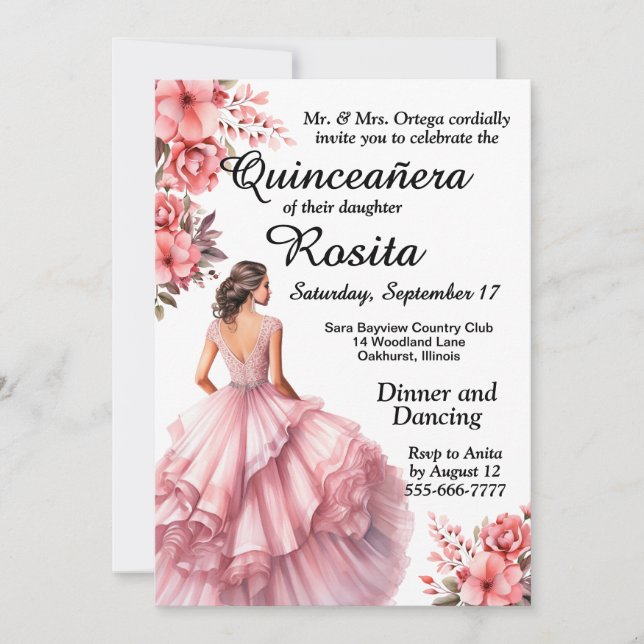 Colourful Quinceanera invitation (Front)
