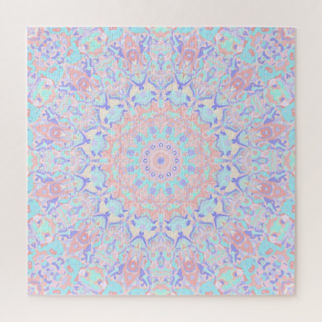 Colourful Quirky Boho Hippie Retro Pastel Mandala Jigsaw Puzzle (Vertical)