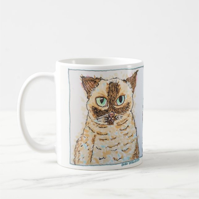 Colourful Quirky Cat Portrait Coffee Mug (Left)