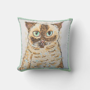 Colourful Quirky Cat Portrait Cushion