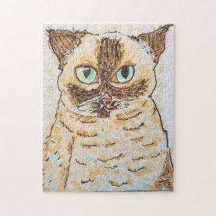 Colourful Quirky Cat Portrait Jigsaw Puzzle
