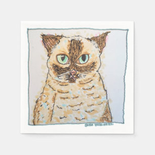 Colourful Quirky Cat Portrait Napkin