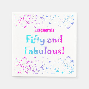 Colourful Quirky Fifty and Fabulous w/ Confetti Napkin