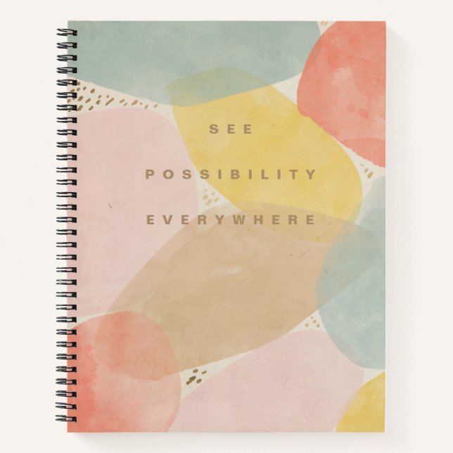 Colourful Quote Abstract Shapes Spiral Notebook (Front)