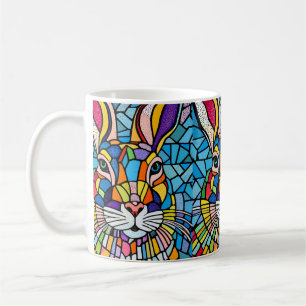 Colourful rabbit coffee mug