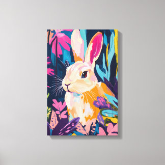 Colourful Rabbit Floral Wall Art | Whimsical Bunny