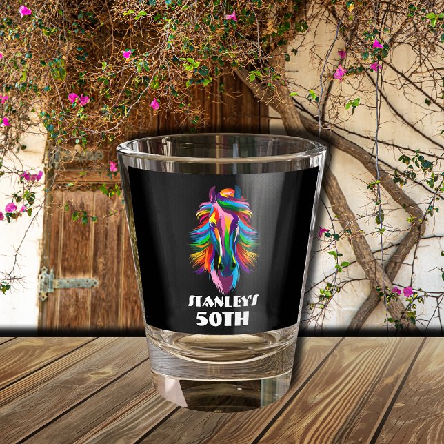 Colourful Racehorse Birthday Shot Glass (Colorful Racehorse Birthday Shot Glass)