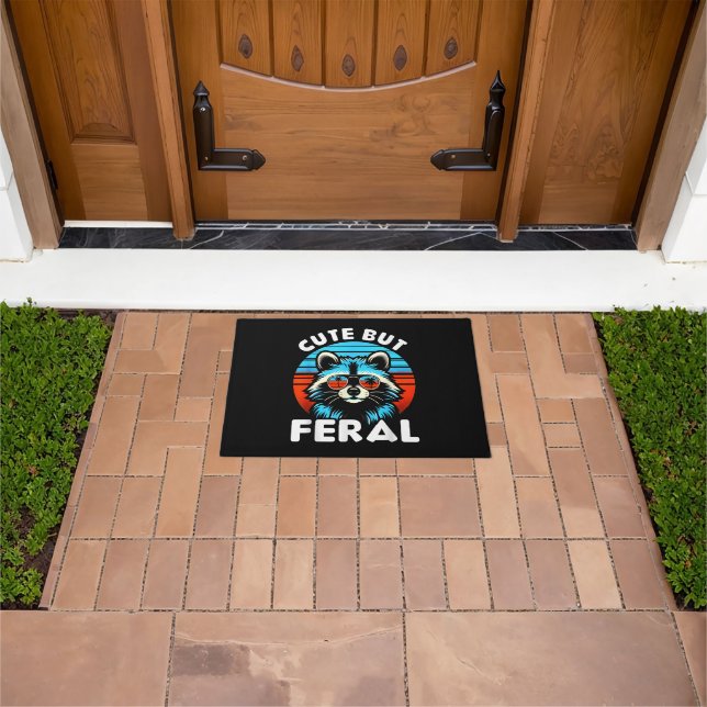 Colourful Racoon With Sunglasses Racoon Doormat (Outdoor)