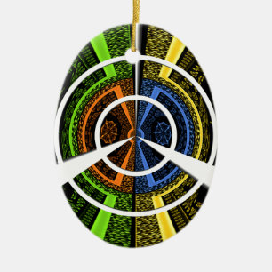 Colourful Radial Art Print Ceramic Tree Decoration