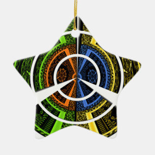 Colourful Radial Art Print Ceramic Tree Decoration