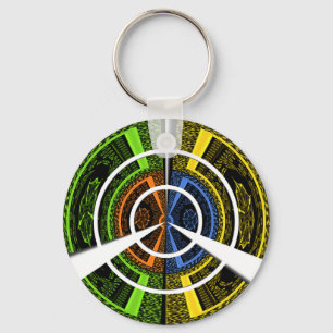 Colourful Radial Art Print Key Ring